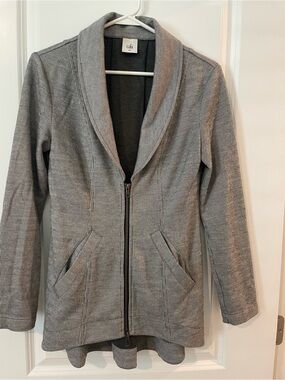 CAbi Drop Off Gray Shawl-Collar Zip Utility Jacket